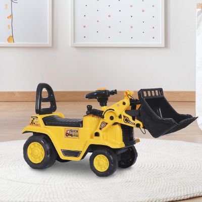 HOMCOM Ride On Toy Bulldozer with Bucket Horn Steering Wheel for Toddlers Yellow Image 3