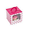 Hot Pink Polka Dot Cupcake Boxes with Handle - 12 Pc. Image 1