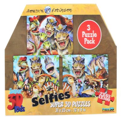 Howard Robinson- Dinosaur Selfies 63 & 100pc 3D Puzzle Box of 2 Image 1