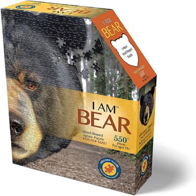 I AM Bear 550 Piece Animal Head-Shaped Jigsaw Puzzle Image 1