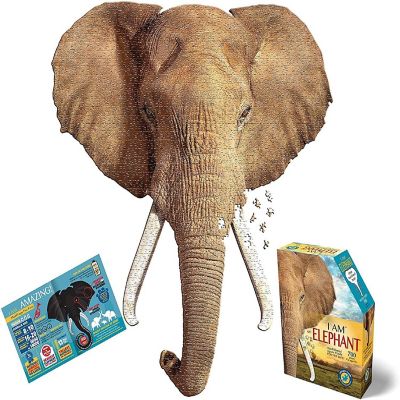 I AM Elephant 700 Piece Animal Head-Shaped Jigsaw Puzzle Image 1