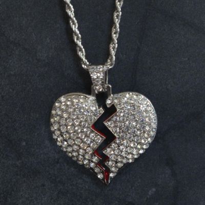 Ice City 22 Inches Stainless Steel Rope Chain Broken Heart Necklace in Silver and Rose Gold Image 2