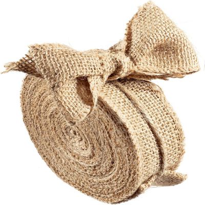 iDIY Natural Burlap Ribbons (1.5" Wide, 10 Yards)-No Wire, 100% Jute-DIY Projects, Gift Wrapping, Bows, Rustic Wedding Decoration, Christmas Tree, Gift Basket Image 1