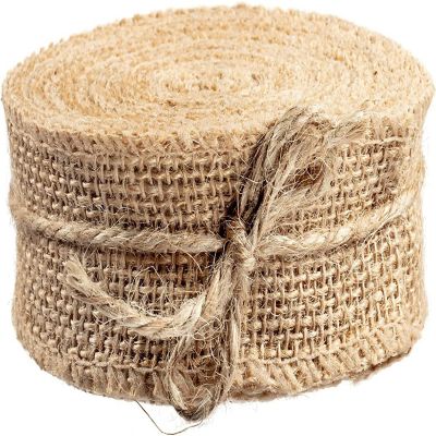 iDIY Natural Burlap Ribbons (1.5" Wide, 10 Yards)-No Wire, 100% Jute-DIY Projects, Gift Wrapping, Bows, Rustic Wedding Decoration, Christmas Tree, Gift Basket Image 2