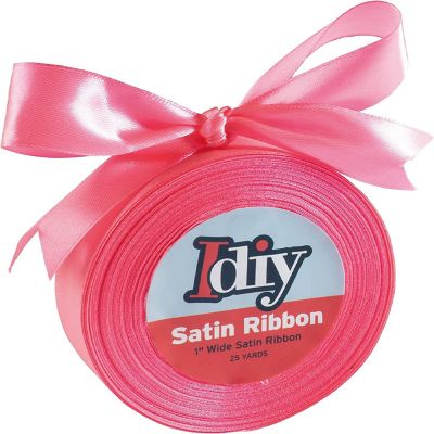 Idiy Satin Ribbon - 1", 25 Yards (Neon Pink) - Great for DIY Crafts, Gift Wrapping, Wedding Decorations, Sewing Projects, Party, Decorative Embellishments, Hair Image 1
