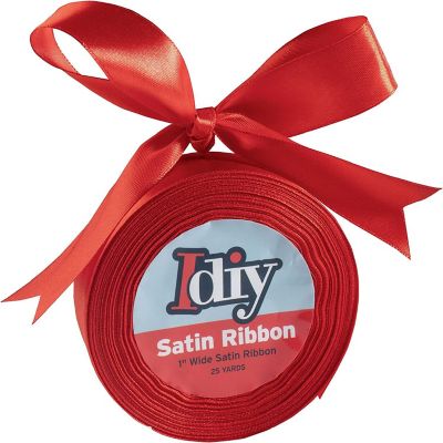 Idiy Satin Ribbon - 1", 25 Yards (Red) - Great for DIY Crafts, Gift Wrapping, Wedding Decorations, Sewing Projects, Party, Decorative Embellishments, Hair Bows, Image 1