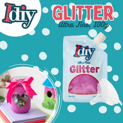 iDIY Ultra Fine Glitter (100g, 3.5 oz Pouch) w Easy-Pour Bag and Funnel - Asphalt Grey Extra Fine - Perfect for DIY Crafts, School Projects, Decorations, Resin Image 2