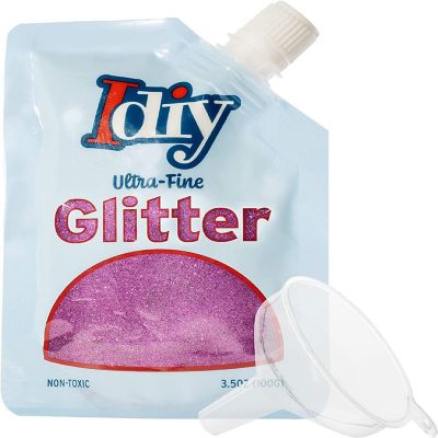 iDIY Ultra Fine Glitter (100g, 3.5 oz Pouch) w Easy-Pour Bag and Funnel - Raspberry Pink Extra Fine - Perfect for DIY Crafts, School Projects, Decorations, Resi Image 1