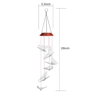 IMAGE Solar Butterfly Wind Chimes Color Changing Butterfly Wind Chimes Mobile LED Wind Chimes Image 1