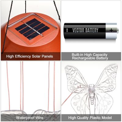 IMAGE Solar Butterfly Wind Chimes Color Changing Butterfly Wind Chimes Mobile LED Wind Chimes Image 2