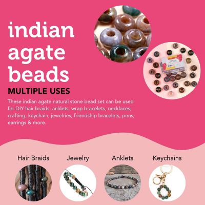 Incraftables 12mm Indian Agate Beads for Jewelry Making 20pcs Natural Stone Beads 6mm Hole Size Gemstone Beads for Bracelet Making Image 3