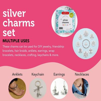 Incraftables 166pcs Silver Charms Set w/ 120pcs Antique Charms, 20pcs Word Charms, 26pcs A-Z Letter Charm for Jewelry Making. DIY Making Kit Image 2