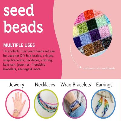 Incraftables 26400pcs Seed Beads 2mm (24 Colors). Best Small Glass Seed Beads for Jewelry Making, DIY Craft, Bracelet, Charm & Waist Kit Image 2