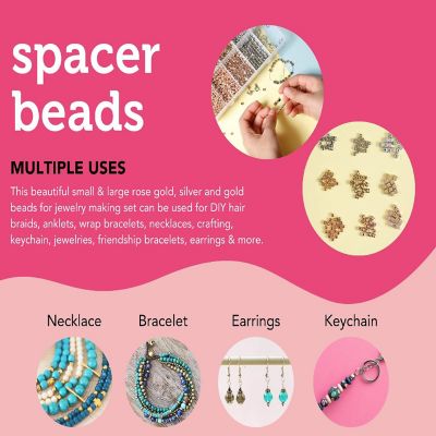 Incraftables 3000pcs Spacer Beads for Bracelets Making (Gold, Silver & Rose Gold). Best Rondelle Spacer Beads for Jewelry Making Kit Image 2