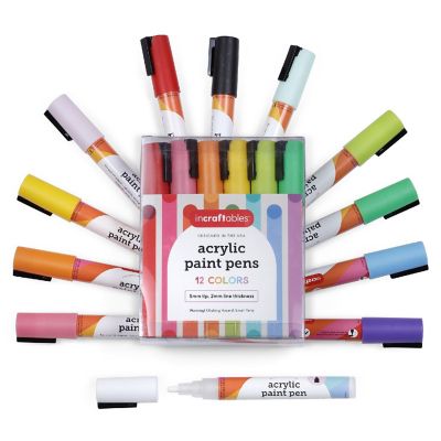 Incraftables Acrylic Paint Pens 12 Colors Paint Markers for Rocks, Canvas, Wood, Plastic, Fabric, Metal Glass Stone & Rock Painting Marker Image 1