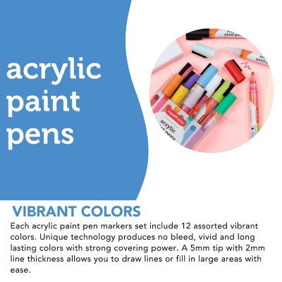 Incraftables Acrylic Paint Pens 12 Colors Paint Markers for Rocks, Canvas, Wood, Plastic, Fabric, Metal Glass Stone & Rock Painting Marker Image 3