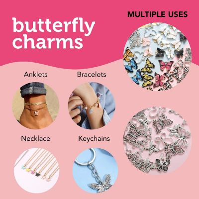 Incraftables Butterfly Charms Pendants for DIY Jewelry Bracelets Earring Keychain Necklace Making. Assorted Pendant Charm 80pcs (20 Styles) Image 2