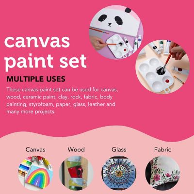 Incraftables Canvas and Paint Set for Adults. Acrylic Painting Kit with 3 Canvases 3 Brushes 6 Acrylic Colors Palette Painting Kit for Kids Image 3