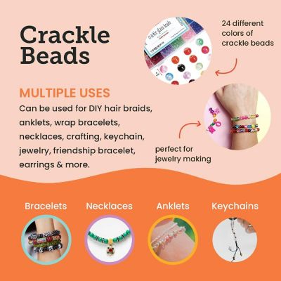 Incraftables Crackle Glass Beads 24 Colors 1100pcs 6mm Kit for Jewelry Making, Hair Accessories, Bracelets, & Crafts Multicolor Lampwork Image 2