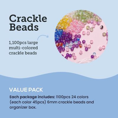 Incraftables Crackle Glass Beads 24 Colors 1100pcs 6mm Kit for Jewelry Making, Hair Accessories, Bracelets, & Crafts Multicolor Lampwork Image 3