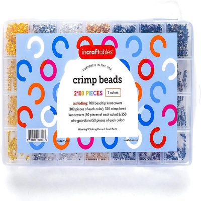 Incraftables Crimp Beads and Covers for Jewelry Making (2100 pcs). Assorted Crimp Beads for Jewelry Making (7 Colors) Image 1