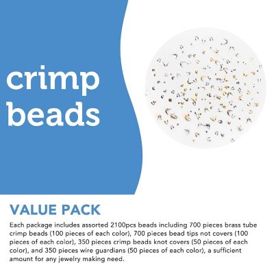 Incraftables Crimp Beads and Covers for Jewelry Making (2100 pcs). Assorted Crimp Beads for Jewelry Making (7 Colors) Image 3