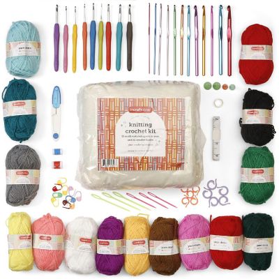 Incraftables Crochet Kit for Beginners & Pro. Crocheting Set with Crochet Hooks (21pcs), Yarns (15 Spools), Tape, Needles & Supplies for Amigurumi. Image 1