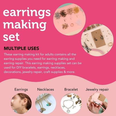 Incraftables Earring Making Kit 5 Colors DIY Supplies w/ Earring Hooks Backs Display Cards Bags Nose Pliers Ring Opener Tweezers Image 3