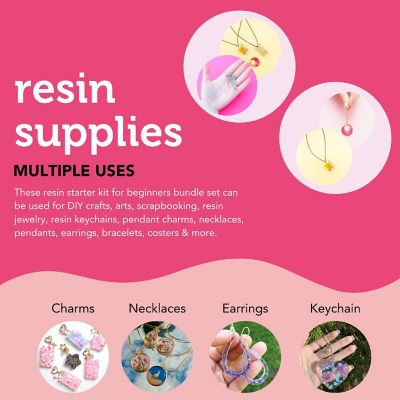 Incraftables Epoxy Resin Kit Jewelry Making Supplies set w/ mold Epoxy Bottles, Dried Flowers, Mica powders, Foils, measuring cups Image 3