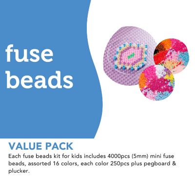 Incraftables Fuse Beads Kit 4000pcs 16 Colors Melting Beads for Kids Crafts DIY Arts & Gifts. Hama 5mm Iron Beads with Pegboard Plucker Image 2