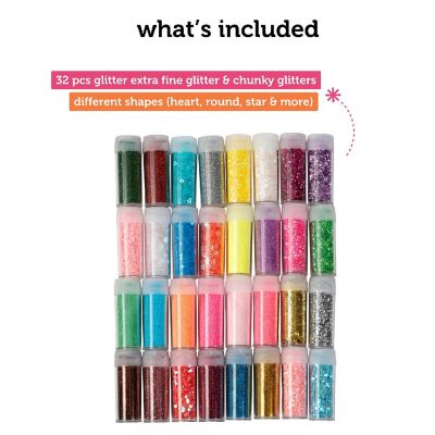 Incraftables Glitter for Crafts 32pcs Assorted Colors Craft Glitter Set Extra Fine & Chunky Glitter Bulk Pack Image 1