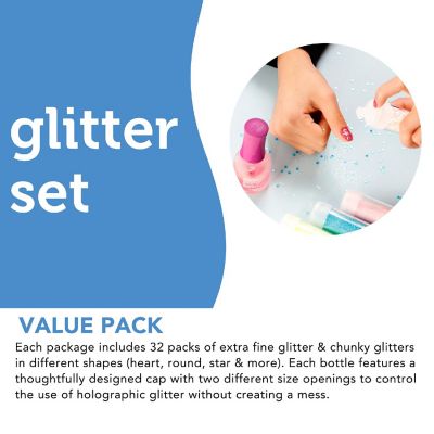 Incraftables Glitter for Crafts 32pcs Assorted Colors Craft Glitter Set Extra Fine & Chunky Glitter Bulk Pack Image 2