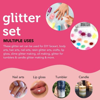 Incraftables Glitter for Crafts 32pcs Assorted Colors Craft Glitter Set Extra Fine & Chunky Glitter Bulk Pack Image 3
