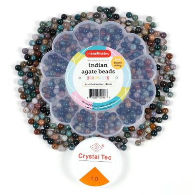 Incraftables Indian Agate Beads for Jewelry Making 8mm 200pcs Best Natural Stone Beads for Jewelry Making Gemstone Beads for Bracelet Making Image 1