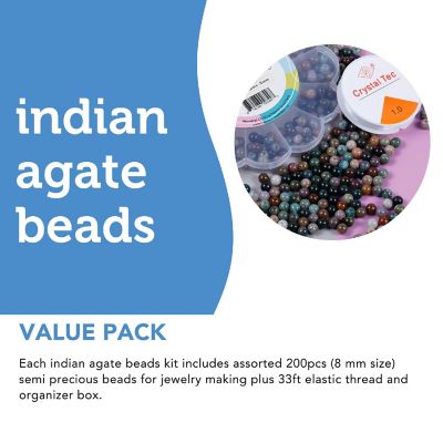 Incraftables Indian Agate Beads for Jewelry Making 8mm 200pcs Best Natural Stone Beads for Jewelry Making Gemstone Beads for Bracelet Making Image 2