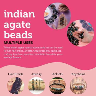 Incraftables Indian Agate Beads for Jewelry Making 8mm 200pcs Best Natural Stone Beads for Jewelry Making Gemstone Beads for Bracelet Making Image 3