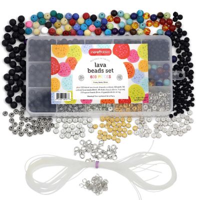 Incraftables Lava Beads Set for DIY Jewelry & Bracelet Making 1000pcs Black & Colorful Assorted (4mm, 6mm & 8mm) Stone Rock Chakra Bead Image 1