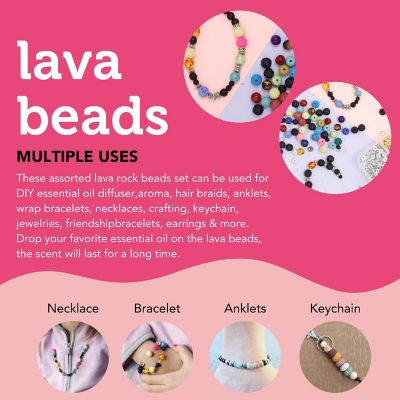 Incraftables Lava Beads Set for DIY Jewelry & Bracelet Making 1000pcs Black & Colorful Assorted (4mm, 6mm & 8mm) Stone Rock Chakra Bead Image 3