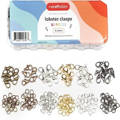 Incraftables Lobster Clasps for Jewelry Making 6 Colors with Open Jump Rings Small Necklace & Bracelet Lobster Claw Clasp Clips and Closures Image 1
