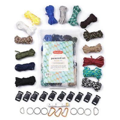 Incraftables Paracord Kit 15 Colors Rope 2mm Buckle Keyring Carabiner Bracelet Making Set for Lanyards Dog Collars Parachute Cord & Survival Image 1