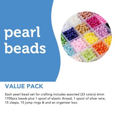 Incraftables Pearl Beads for Jewelry Making 1700pcs (24 Colors). 6mm Round Pearl Beads Bracelets Making & Crafting Assorted Pearls Crafts Image 2