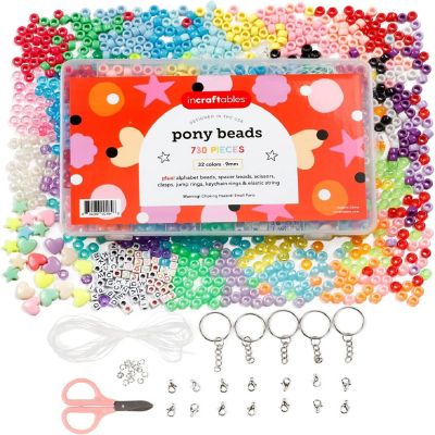 Incraftables Pony Beads for Bracelets Making 9mm 32 Colors Large Rainbow for DIY Jewelry Hair Craft. Plastic Kandi Bead Set (730pcs) Image 1