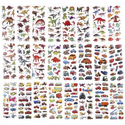 Incraftables Puffy Stickers for Boys 46 Sheets Self Adhesive 3D Stickers for Toddlers w/ Letters, Dinosaurs, Vehicles, Fruits, Emojis Image 2