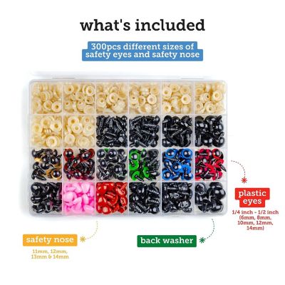 Incraftables Safety Eyes for Amigurumi (300pcs Set). Plastic Safety Eyes and Noses for Crochet (10 Colors) Image 1