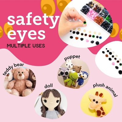 Incraftables Safety Eyes for Amigurumi (300pcs Set). Plastic Safety Eyes and Noses for Crochet (10 Colors) Image 2