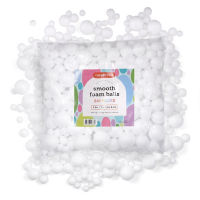 Incraftables Styrofoam Balls 240pcs 0.8in 1.2in 1.6in  2in Assorted Foam Balls for Crafts DIY Arts & Slime Round Large & Small Image 1