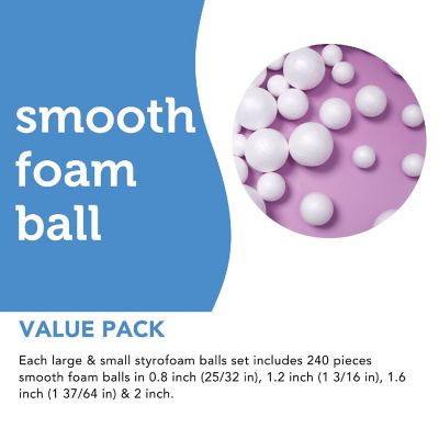 Incraftables Styrofoam Balls 240pcs 0.8in 1.2in 1.6in  2in Assorted Foam Balls for Crafts DIY Arts & Slime Round Large & Small Image 2