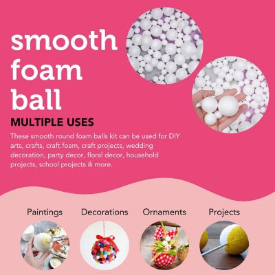 Incraftables Styrofoam Balls 240pcs 0.8in 1.2in 1.6in  2in Assorted Foam Balls for Crafts DIY Arts & Slime Round Large & Small Image 3