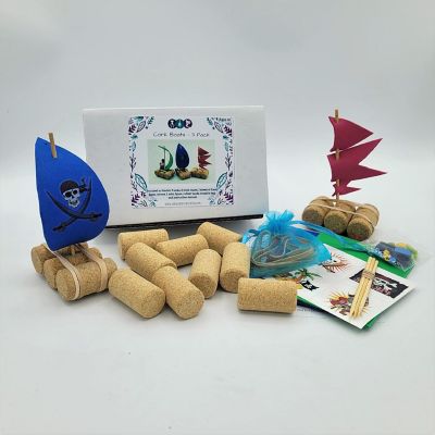 Ink and Trinket Kids DIY Cork Boat Craft Kit, Makes 3 Boats Image 1