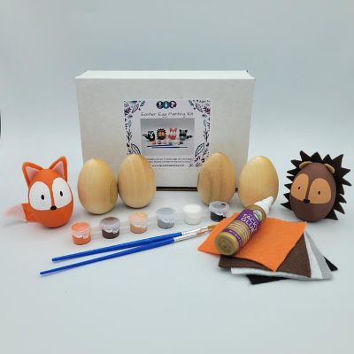 Ink and Trinket Kids DIY Woodland Creatures Easter Egg Painting Craft Kit, Makes 4 Image 1